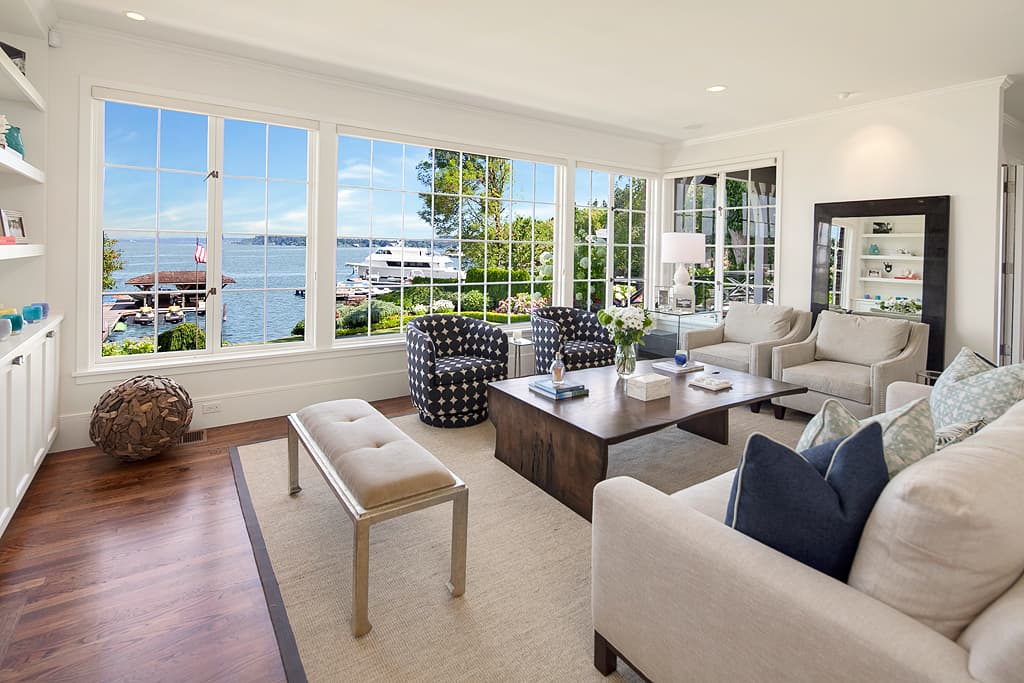 Coastal modern home interior design by ID by Gwen - Clean lines and ocean-inspired palette in Pacific Northwest residence